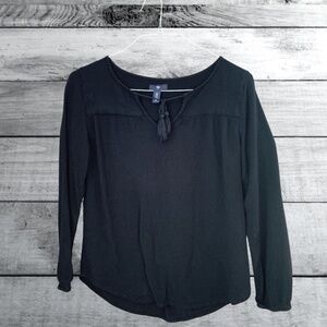 Gap Black Linen Blouse Size M